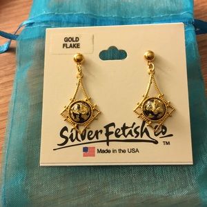 Gold Flake Dangly Earrings